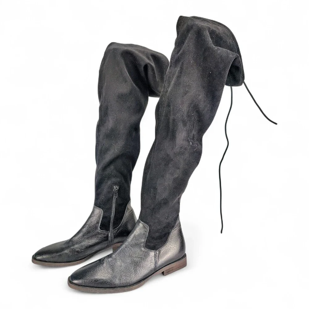 Free People Over-the-Knee Suede & Leather Boots Sz 5.5/6‎